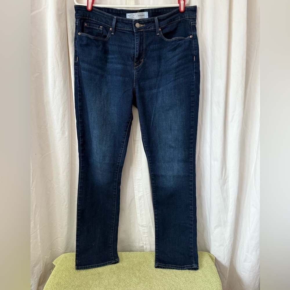 Levi Strauss Signature Womens Jeans Mid Rise Straight 33x32 Dark